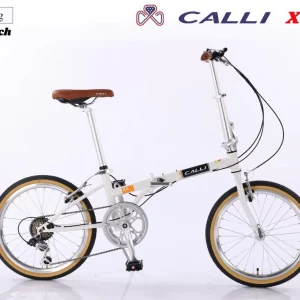 xe đạp gấp bánh 20 cali màu trắng