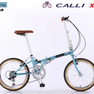 xe đạp gấp bánh 20 cali màu xanh